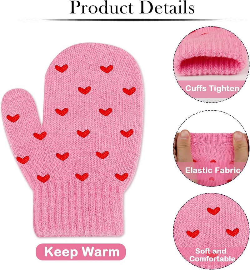 ONESING 5 Pair Toddler Mittens Black Baby Winter Gloves for Girls Boys - Warm Newborn Gloves - Image 2
